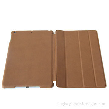 Leather case for iPad air, finished with stitches and rubber oil